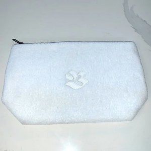 THE BAY white Sherpa (soft) cosmetic bag purse black zipper Bay logo